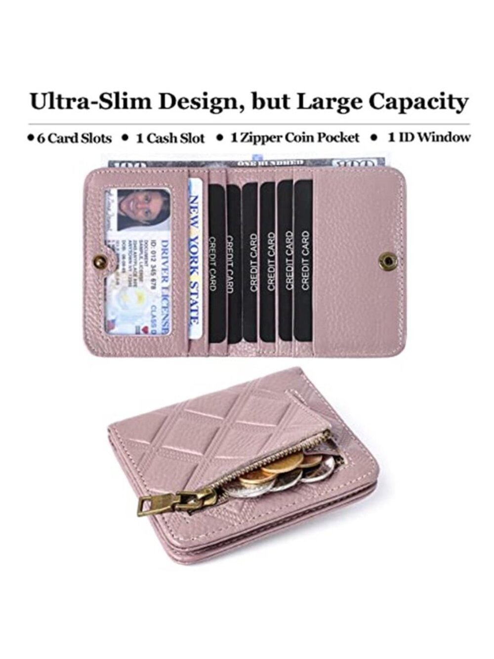 Womens Wallet RFID Blocking Small Compact Bifold Genuine Leather Pocket Wallet - Picture 2 of 7